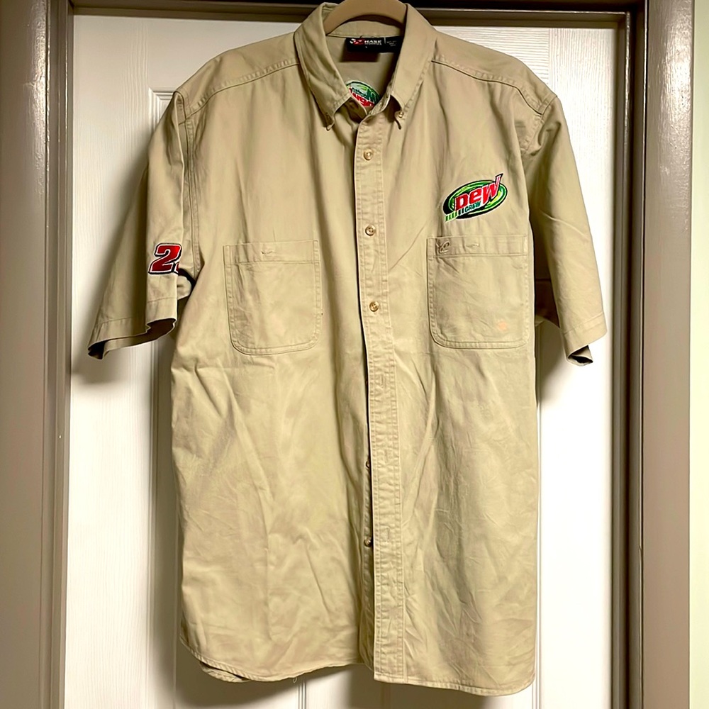 Chase Authentics Vintage Mountain Dew Khaki Dew Crew Short Sleeve Button Up